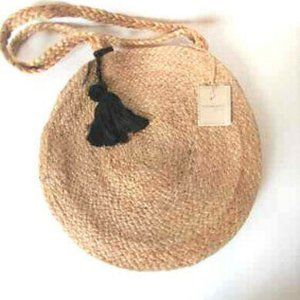 New Natural 100% Jute HandBraided Round Beach Tote